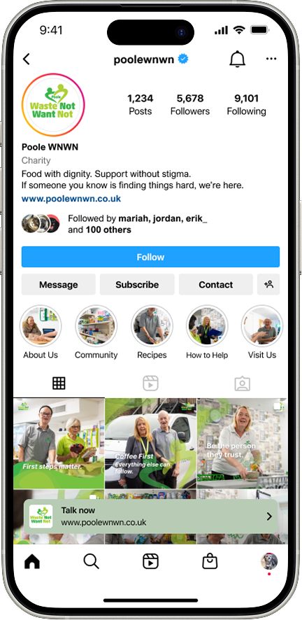 Poole WNWN mobile interface showing donation options