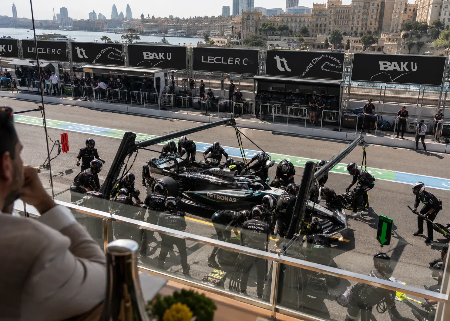 TypeTelemetry barrier screen mock-up at Baku street circuit, F1 trackside design