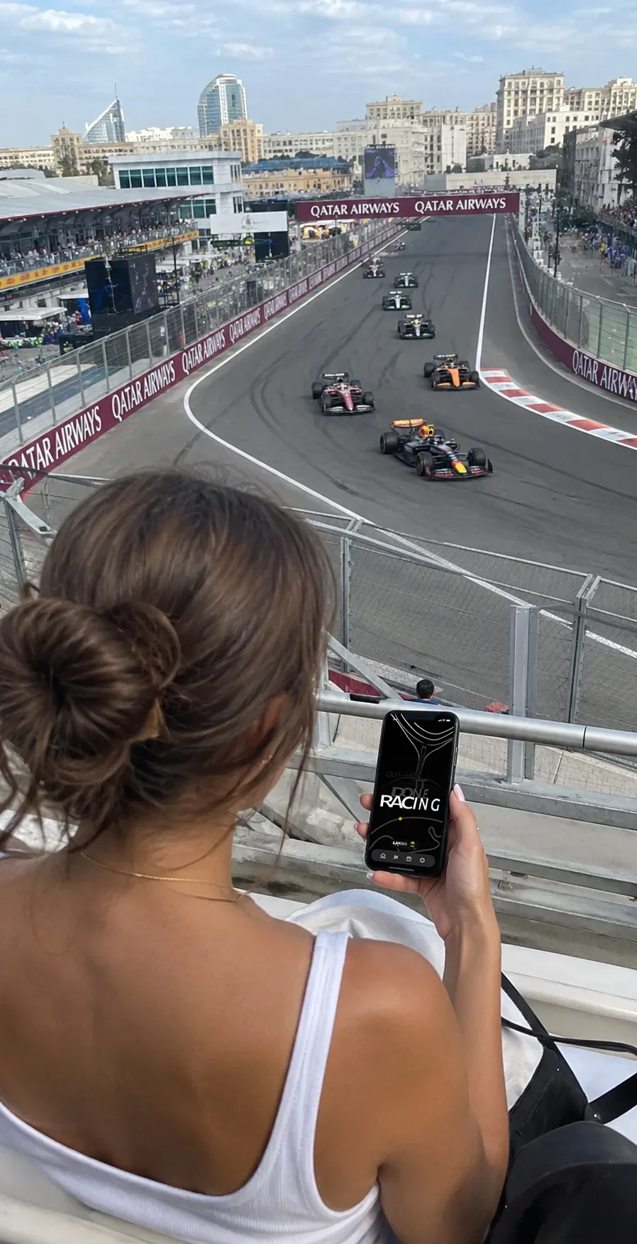 TypeTelemetry mobile app at the Formula 1 track with cars on circuit, Archie Durrant case study